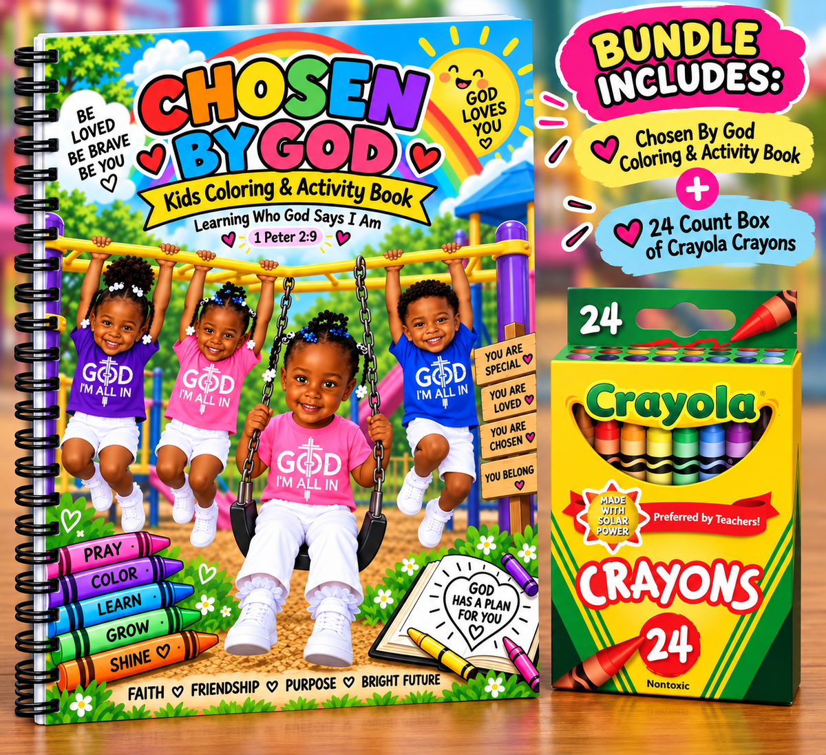 Chosen By God Kids Coloring and Activity Book and Crayons