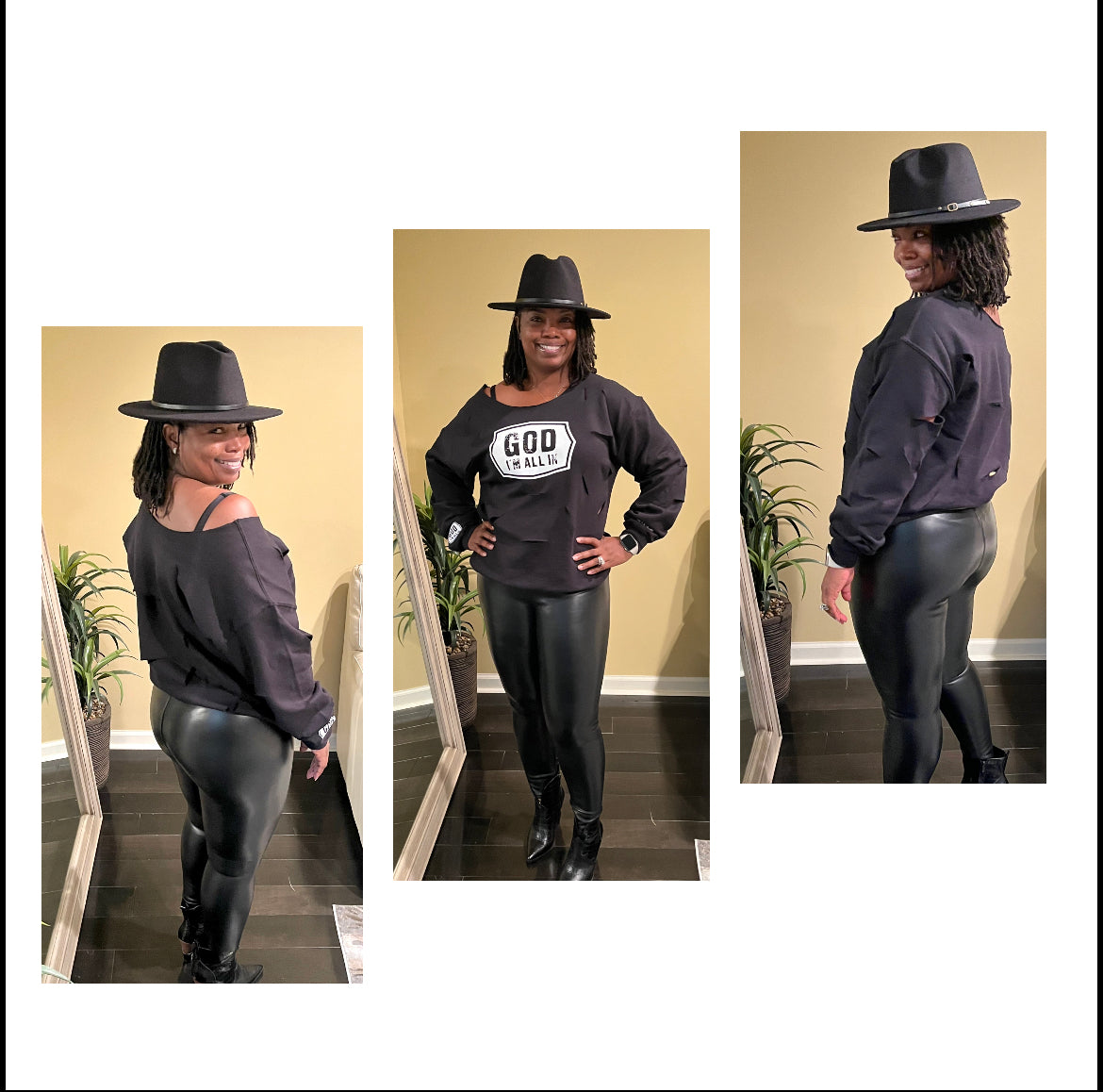 Black Sweatshirt Off the Shoulder Cut Up